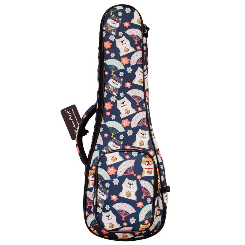 MUSIC FIRST Cute Cartoon Shiba Inu and Sakura Dog ukulele case ukulele bag ukulele cover, Original Design (Fit for 21 inch Soprano Ukulele, Blue) - Image 1